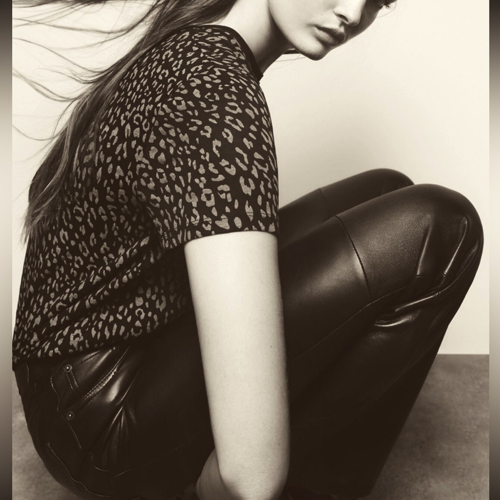 Zara basic tshirt leopard print